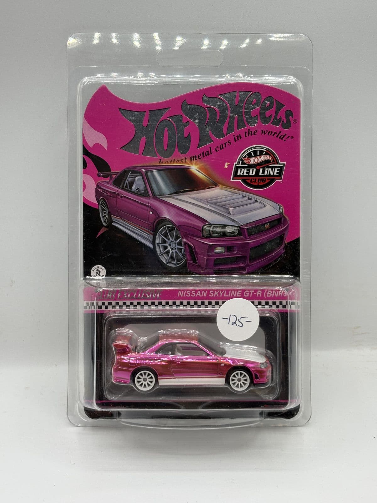 Nissan Skyline GT-R (BNR34) — Red Line Club – Hot Wheels 1:64 diecast, carded