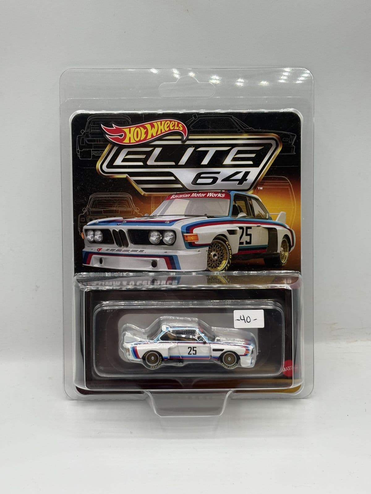 BMW 3.0 CSL — Elite 64 – Hot Wheels 1:64 diecast, carded