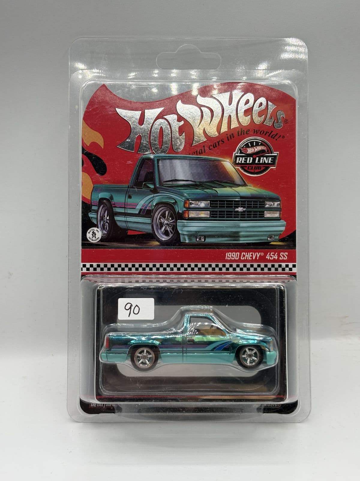 1990 Chevy 454 SS — Red Line Club, Teal – Hot Wheels 1:64 diecast, carded