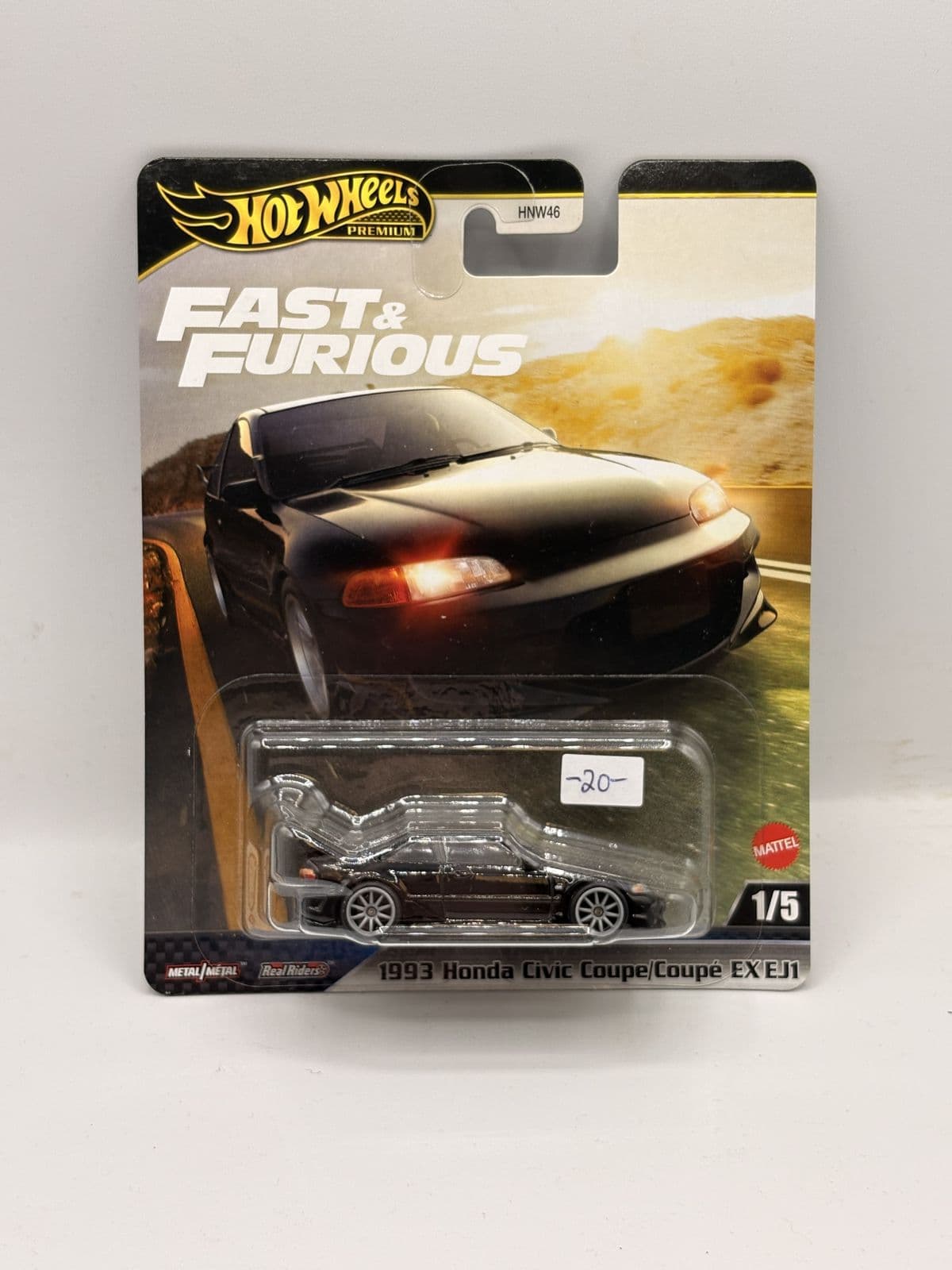 1993 Honda Civic Coupe EX (EJ1) — Fast & Furious – Hot Wheels 1:64 diecast, carded