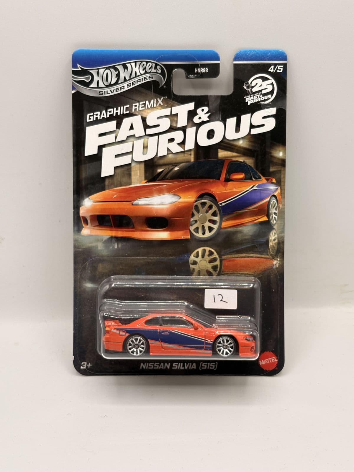 Nissan Silvia (S15) — Fast & Furious Graphic Remix – Hot Wheels 1:64 diecast, carded