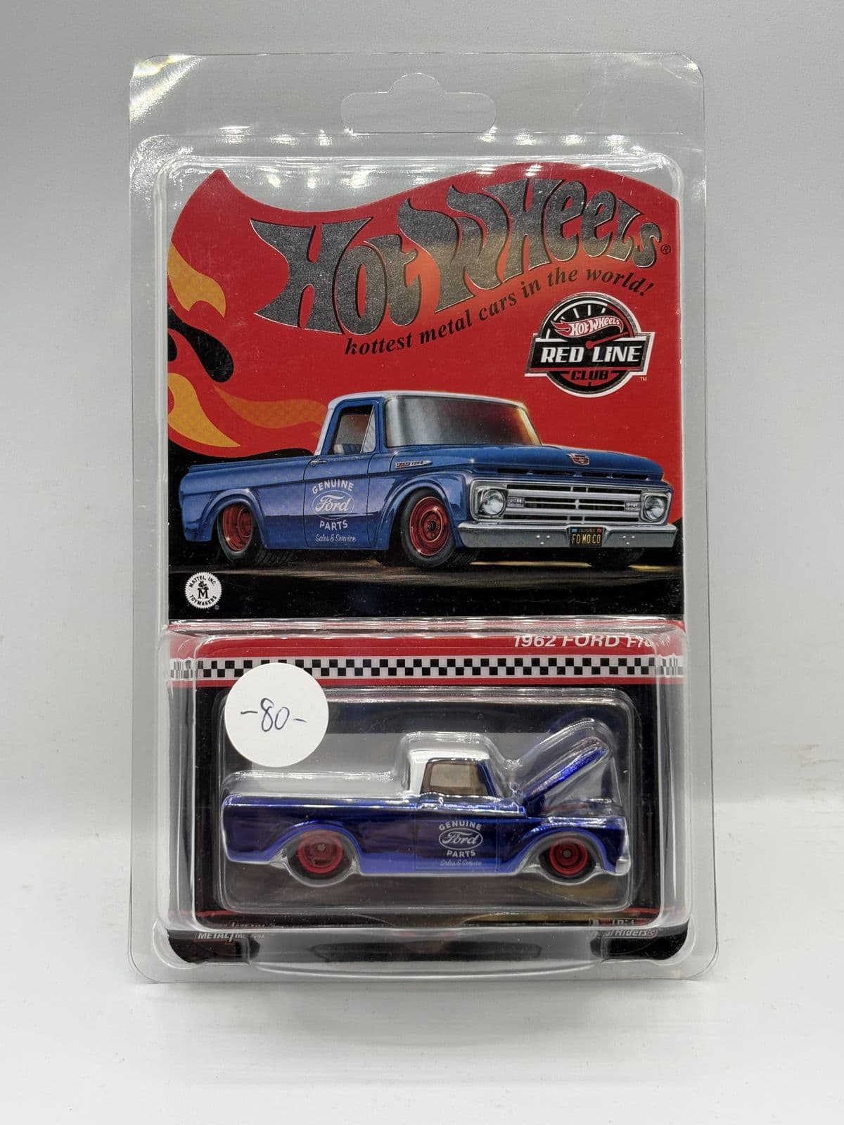 1962 Ford F-100 — Red Line Club, Blue – Hot Wheels 1:64 diecast, carded