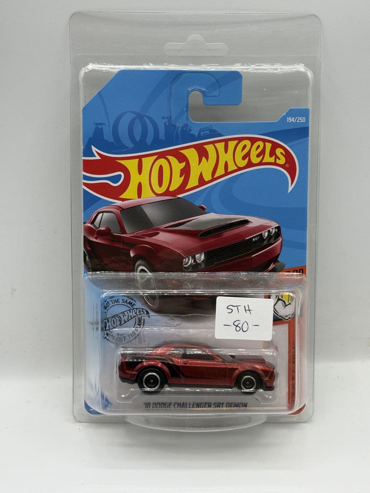 '18 Dodge Challenger SRT Demon — Super Treasure Hunt, Red – Hot Wheels 1:64 diecast, carded – view 2