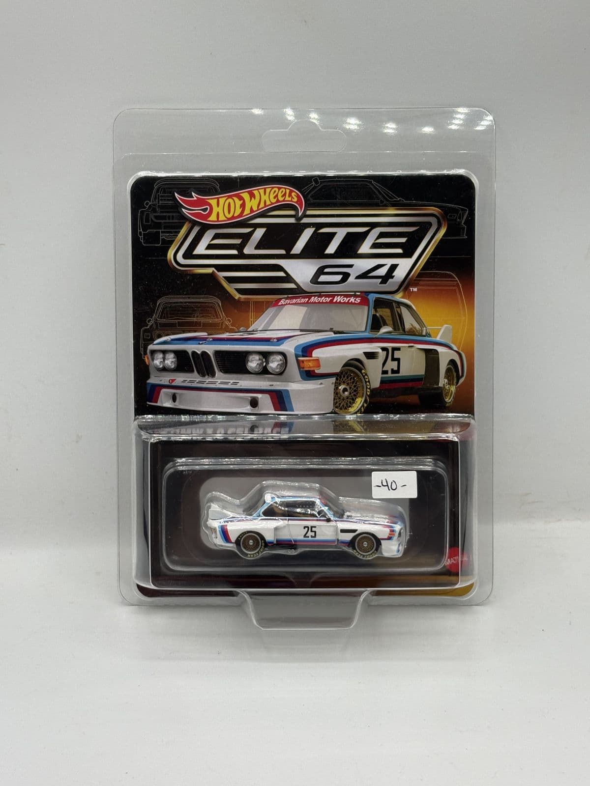 BMW 3.0 CSL — Elite 64 – Hot Wheels 1:64 diecast, carded – view 2