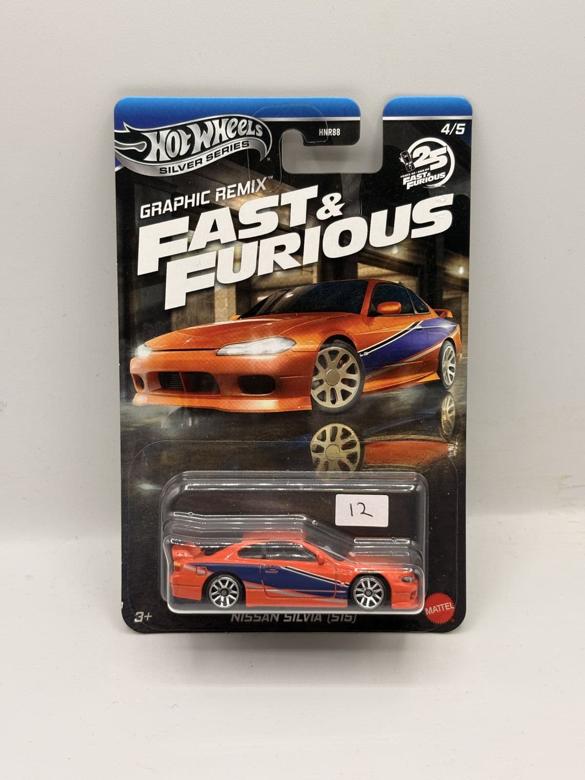 Nissan Silvia (S15) — Fast & Furious Graphic Remix – Hot Wheels 1:64 diecast, carded – view 2