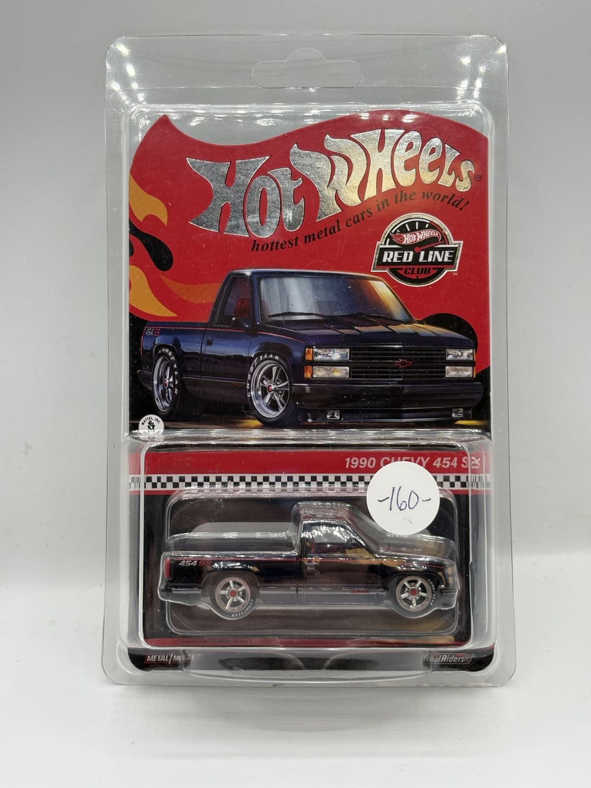 1990 Chevy 454 SS — Red Line Club, Black – Hot Wheels 1:64 diecast, carded – view 2